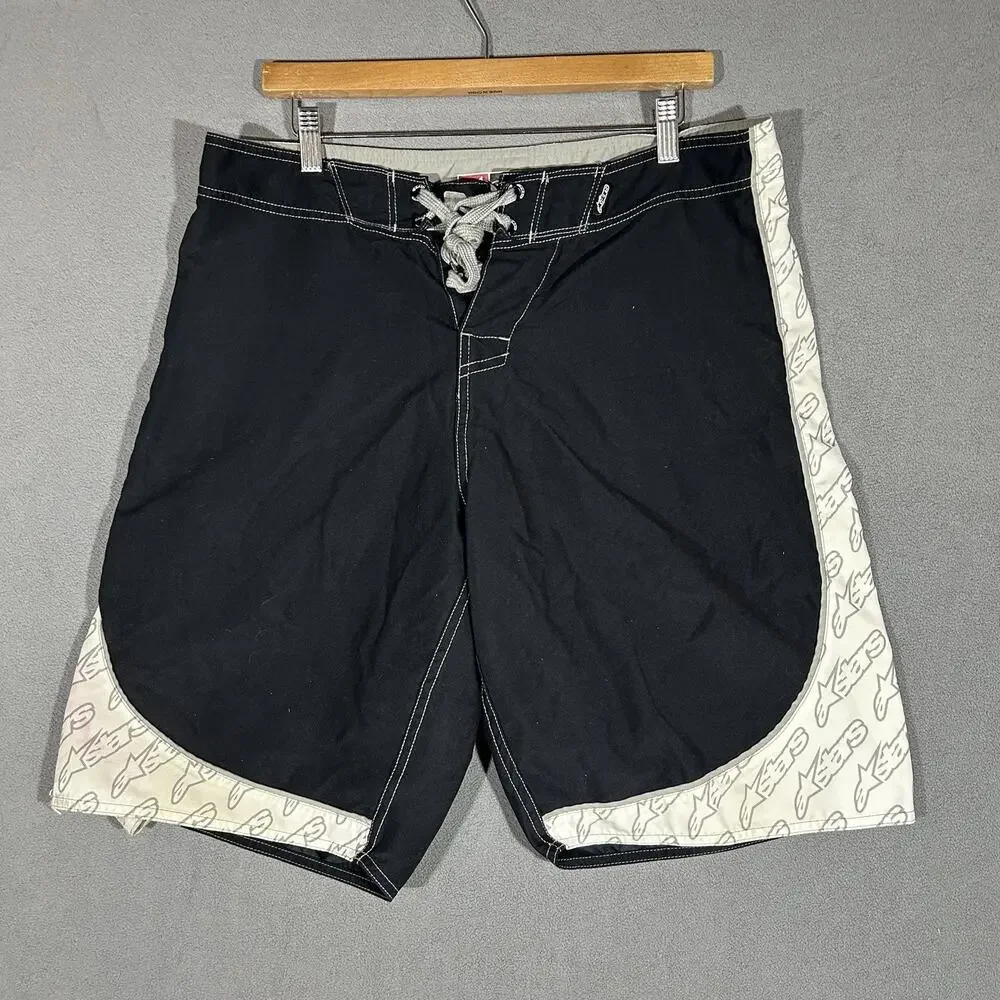 Y2K Alpinestars Astars Unlined Swim Bottom Board Shorts Men's Size 33 10 In